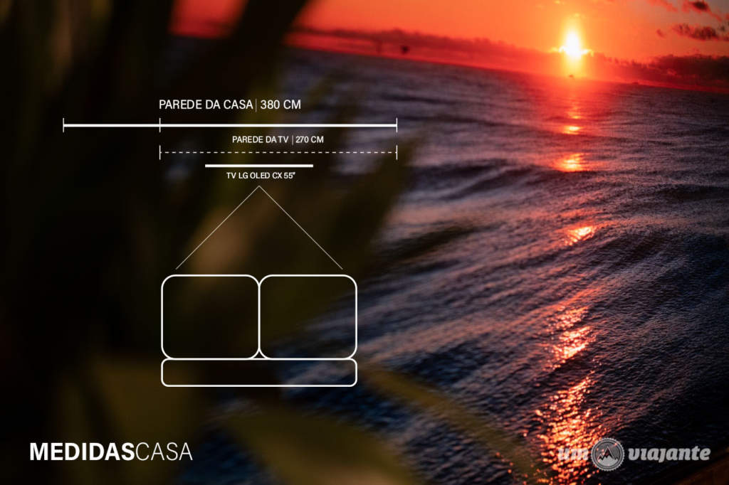 Tamanho do espaço com a TV LG OLED CX 55"