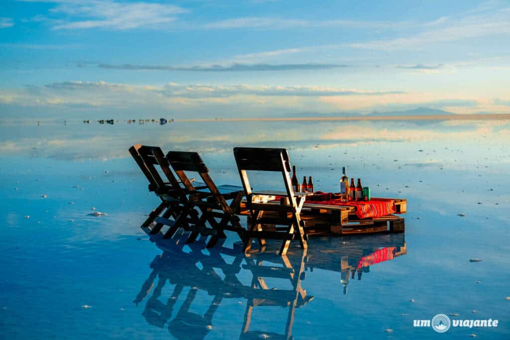 Pôr do sol no Salar de Uyuni